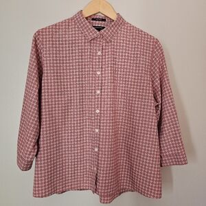Pink Lands' End button down with fun square design (size 18P)